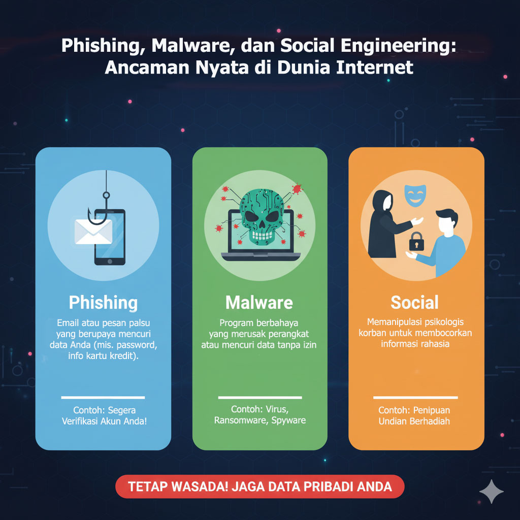 Phishing, Malware dan Social Engineering: Ancaman Nyata di Dunia Internet